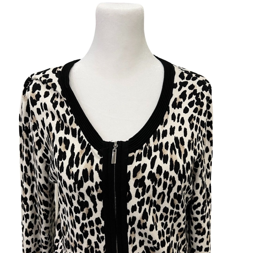 WHBM  NWOT animal print‎ sweater leopard cardigan jacket full zip size Medium